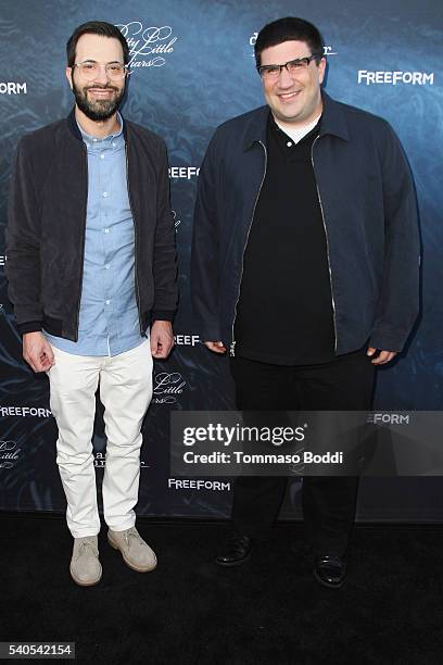 Producers Edward Kitsis and Adam Horowitz attend the premiere of ABC Family's "Dead of Summer" and "Pretty Little Liars" Season 7 held at the...