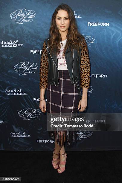 Actress Troian Bellisario attends the premiere of ABC Family's "Dead of Summer" and "Pretty Little Liars" Season 7 held at the Hollywood Forever on...