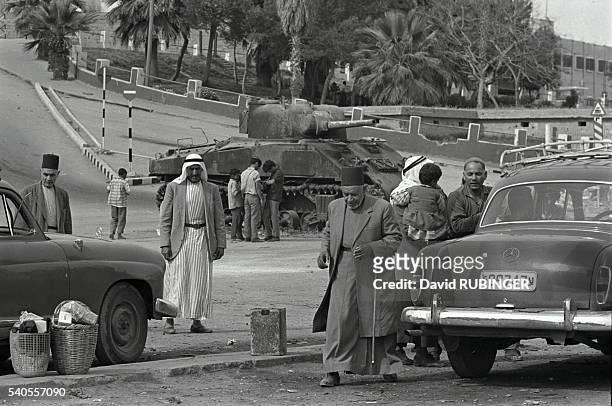 Tank, left over from the Six Day War, stands in Gaza's main square.