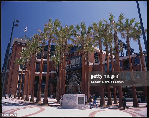 willie mays plaza in front of pacific bell park - san francisco giants logo stock pictures, royalty-free photos & images