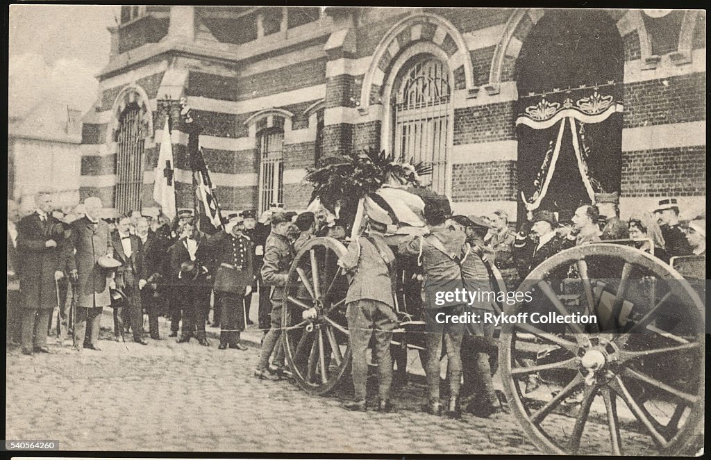 Postcard of Edith Cavell's Coffin Being Placed in Caisson