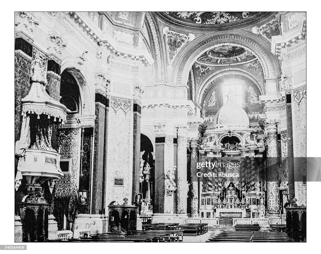 Antique photograph of interior of I Gesuiti church(Venice,Italy)-19th century