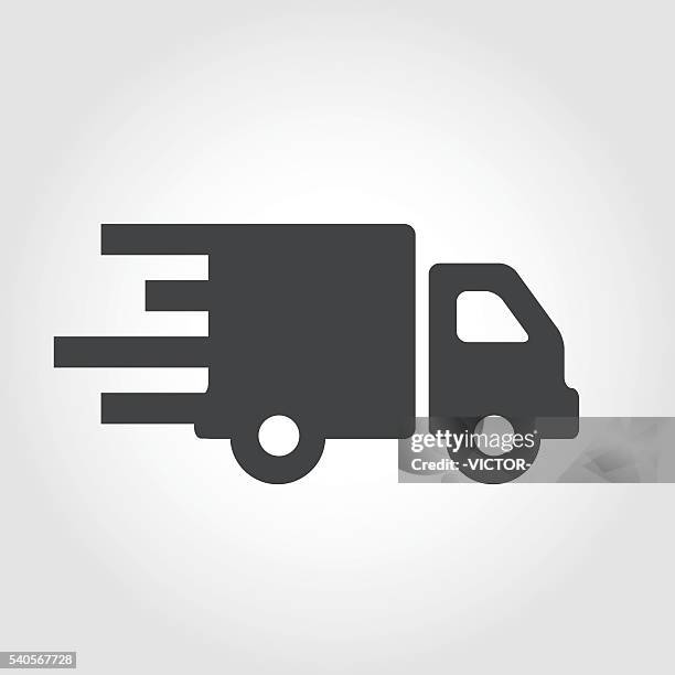 stockillustraties, clipart, cartoons en iconen met moving truck icon - iconic series - verhuiswagen