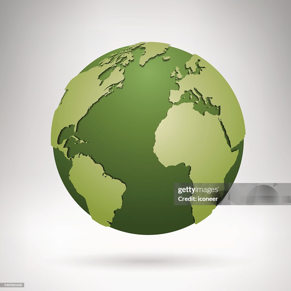 Globo con continenti in camera grigio verde