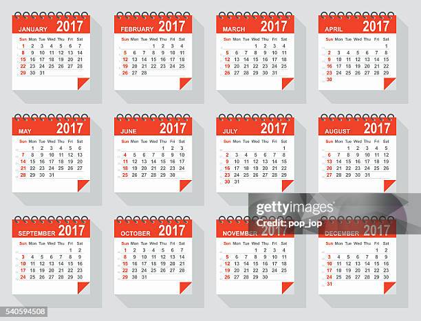 2017-kalender – darstellung - 2017 calendar stock-grafiken, -clipart, -cartoons und -symbole