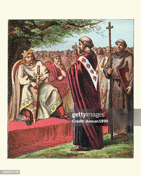 saint augustine and the saxon - archbishop stock illustrations