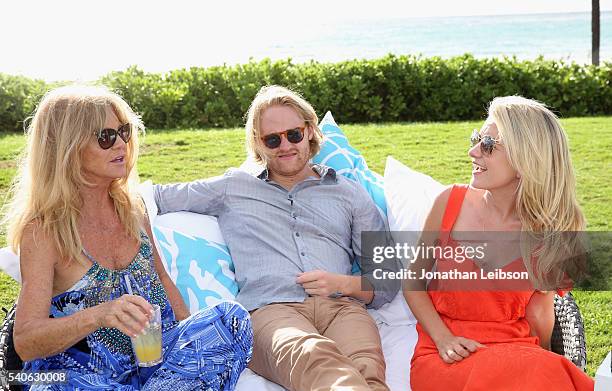 Actress Goldie Hawn, actor Wyatt Russell, recipient of the 2016 Maui Film Festival Rising Star Award in Wailea, and actress Meredith Hagner attend...