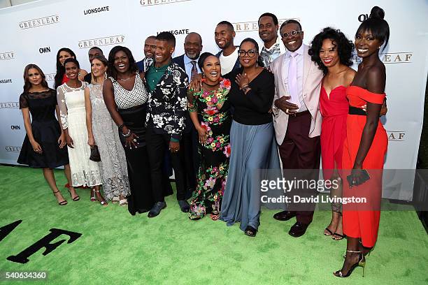 Greenleaf" cast members attend the premiere of OWN's "Greenleaf" at The Lot on June 15, 2016 in West Hollywood, California.