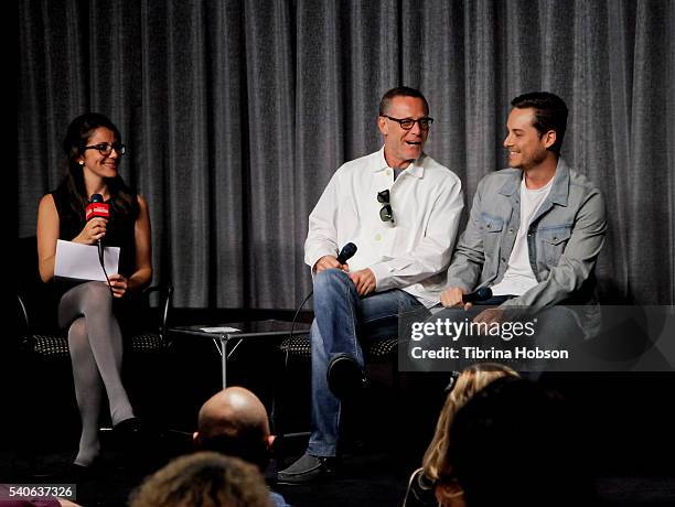 Kate Stanhope, Jason Beghe and Jesse Lee Soffer attend the SAG-AFTRA Foundation Conversations with 'Chicago P.D.' at SAG-AFTRA Foundation on June 14,...