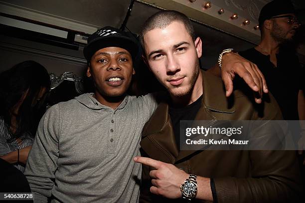 Tyran "Ty Ty" Smith and Nick Jonas celebrate his collaboration with Altec Lansing at Up&Down on June 15, 2016 in New York City.