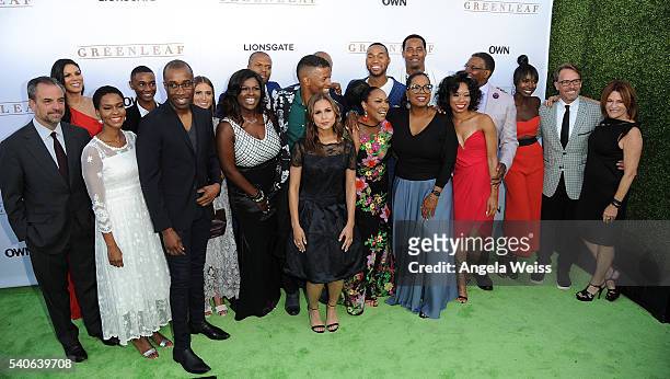 'Greenleaf' cast members attend the premiere of OWN's "Greenleaf" at The Lot on June 15, 2016 in West Hollywood, California.