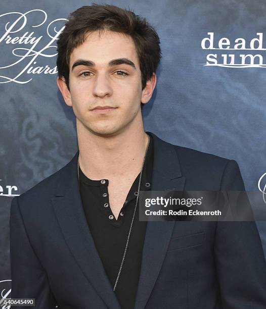 Actor Zachary Gordon attends the Premiere of ABC Family's "Pretty Little Liars" Season 7 - Arrivals at Hollywood Forever on June 15, 2016 in...