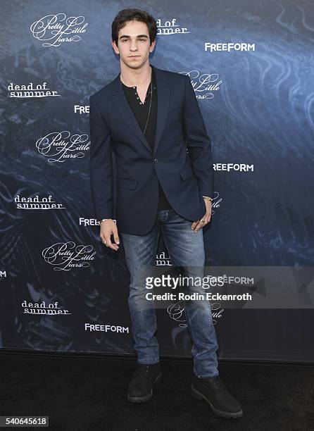 Actor Zachary Gordon attends the Premiere of ABC Family's "Pretty Little Liars" Season 7 - Arrivals at Hollywood Forever on June 15, 2016 in...