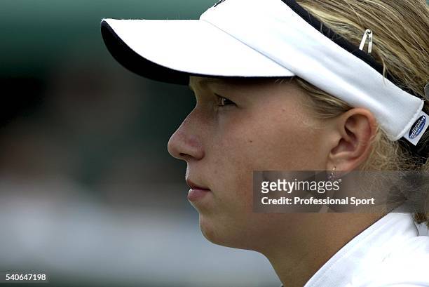 Michaela Krajicek of Holland in action against Kristina Czafikova of Slovakia during the Girls' Singles at the Wimbledon Lawn Tennis Championships...