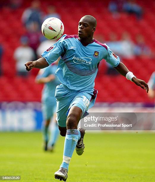 Marlon Harewood of West Ham United in action against Sheffield United during the Coca Cola Championship at Sheffield on September 11, 2004.