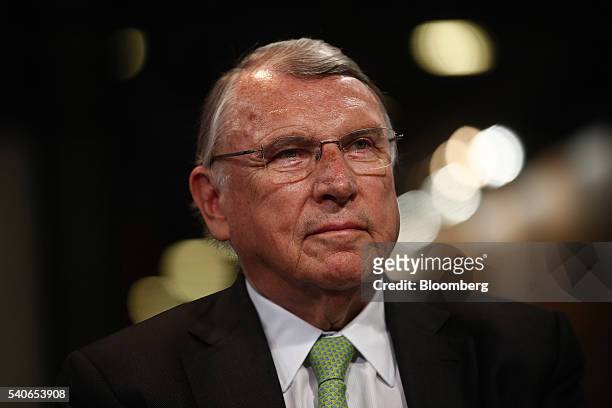 Klaus Mangold, chairman of TUI AG, pauses during a Bloomberg Television interview on the opening day of the St. Petersburg International Economic...