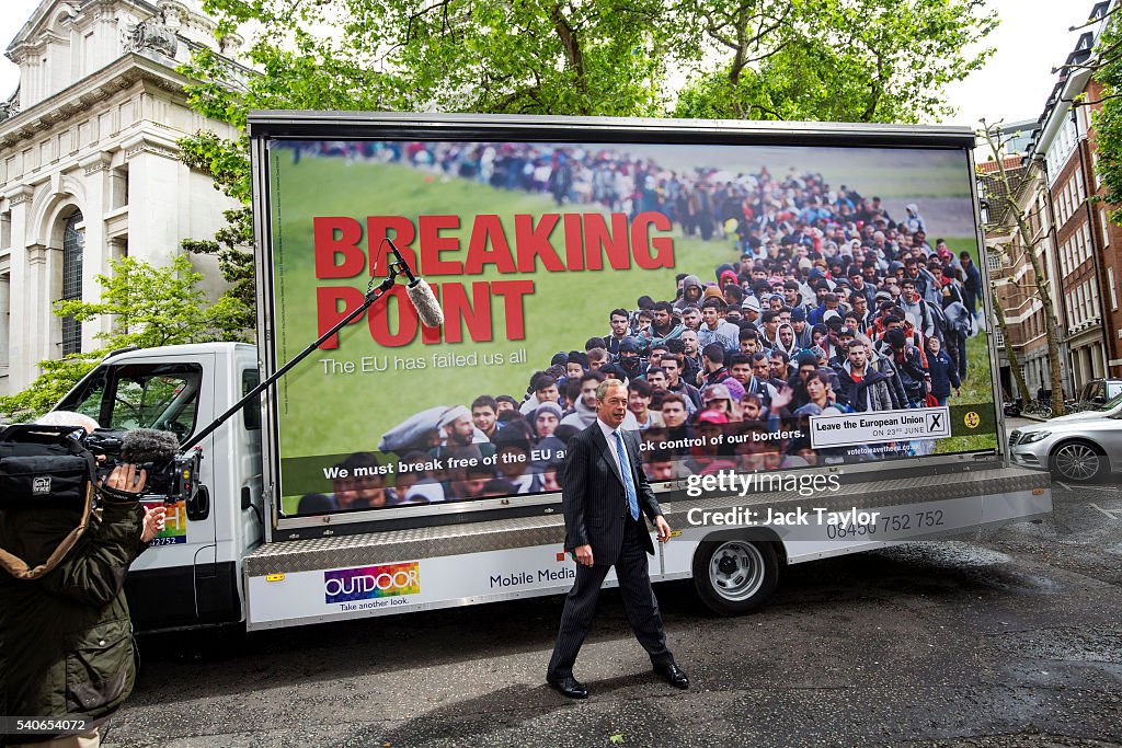 Nigel Farage Launches UKIP's New EU Referendum Poster Campain