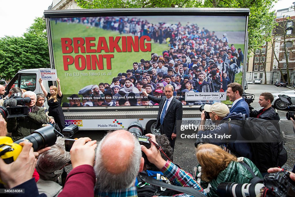 Nigel Farage Launches UKIP's New EU Referendum Poster Campain