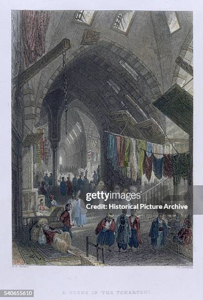 Tchartchi, Covered Street Scene by William Henry Bartlett