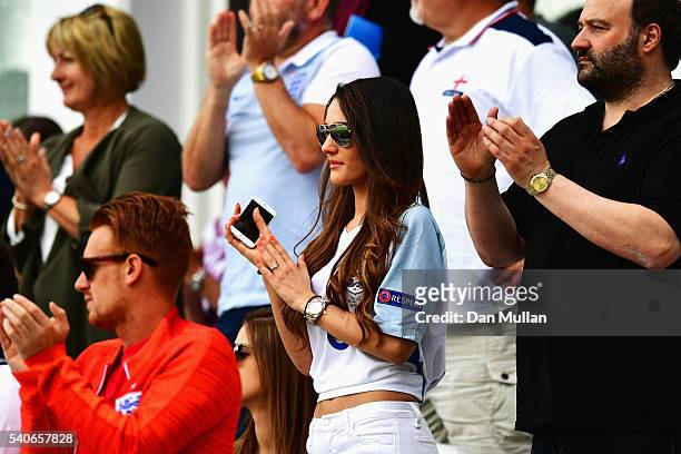 Andriani Michael, girl friend of Jack Wilshire of England is seen prior to the UEFA EURO 2016 Group B match between England and Wales at Stade...