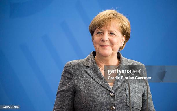 German Chancellor Angela Merkel attends a press conference with Robert Fico, Prime Minister of Slowakia, on June 16, 2016 in Berlin, Germany. Fico...