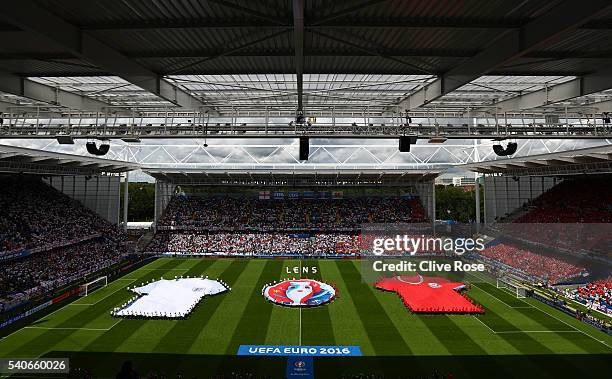 General view of the stadium prior to the UEFA EURO 2016 Group B match between England and Wales at Stade Bollaert-Delelis on June 16, 2016 in Lens,...