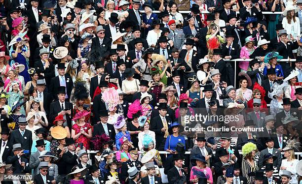 General view of the crowd on day 3 of Royal Ascot at Ascot Racecourse on June 16, 2016 in Ascot, England.