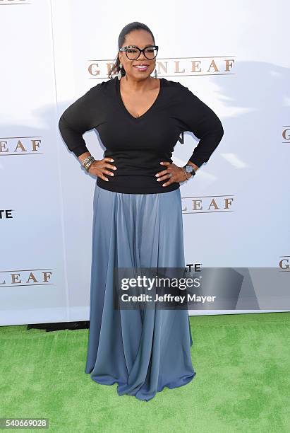 Actress Oprah Winfrey arrives at the premiere of OWN's 'Greenleaf' at The Lot on June 15, 2016 in West Hollywood, California.