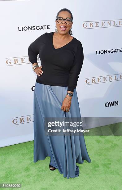 Actress Oprah Winfrey arrives at the premiere of OWN's 'Greenleaf' at The Lot on June 15, 2016 in West Hollywood, California.