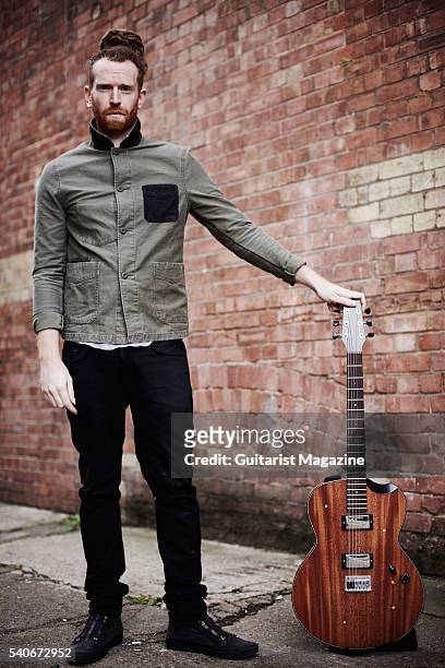 Portrait of English folk rock musician Newton Faulkner photographed outside his studio in east London, on October 22, 2015.