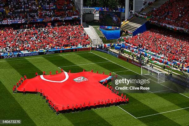 General view of the stadium during the UEFA EURO 2016 Group B match between England and Wales at Stade Bollaert-Delelis on June 16, 2016 in Lens,...