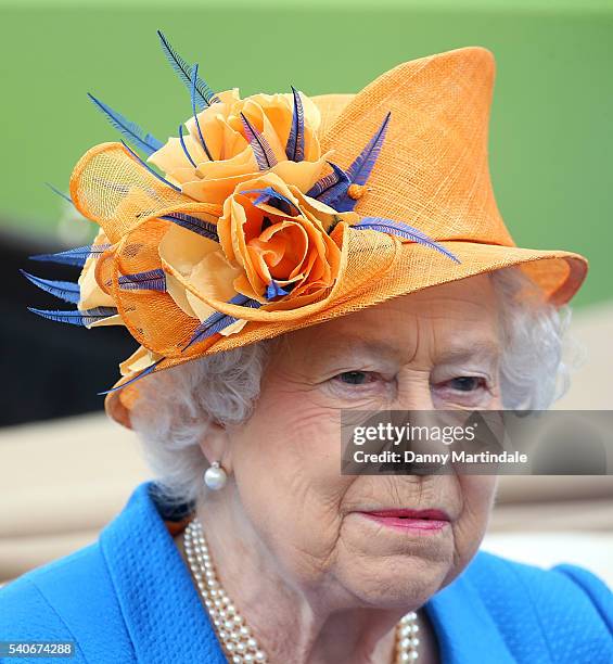 Queen Elizabeth II arrives for day 3 of Royal Ascot at Ascot Racecourse on June 16, 2016 in Ascot, England.