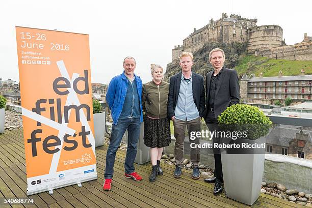 Producers Paul Welsh, Nicky Gogan, director Niall McCann and musician Alex Kapranos attend a photocall for 'Lost in France' World Premiere during the...