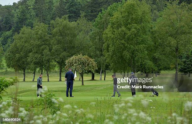 The groups of Greg McFarlane and Joe Darrell of Grangemouth Mun Golf Course with Andrew Skinner Alan Farrar of Royal Dornoch Golf Club at the 10th...