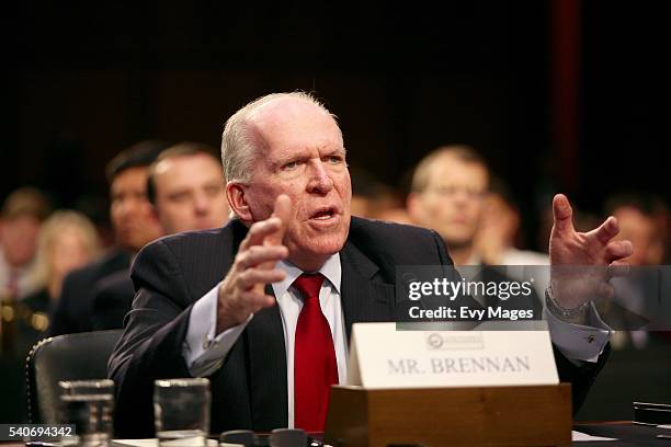 Director John Brennan testifies during a Senate Committee hearing on national security on Capitol Hill June 16, 2016 in Washington, DC. Brennan said...