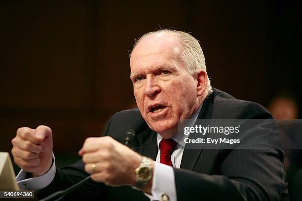 Director John Brennan testifies during a Senate Committee hearing on national security on Capitol Hill June 16, 2016 in Washington, DC. Brennan said...