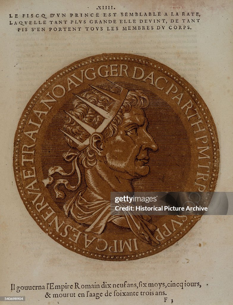 Color Print of Coin with Profile of Roman Emperor Nerva