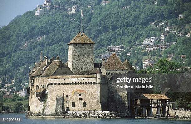 Chateau de Chillon am Ufer des Genfer Sees bei Villeneuve, Kanton Vaud . .