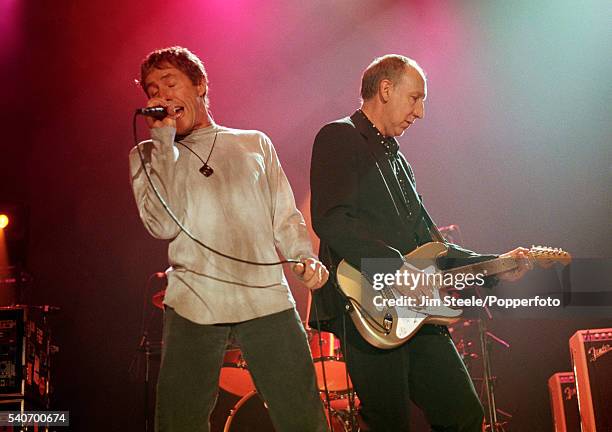 Roger Daltrey and Pete Townsend of The Who performing on stage at Wembley Arena in London on the 13th November, 2000.