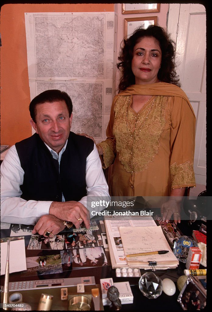 Pakistan. Ali Rani Mir Ghazanfar Ali Khan and his wife, Rani Atiga, in his office in ...