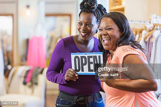 black women, owners of successful small business - grand opening event stock pictures, royalty-free photos & images