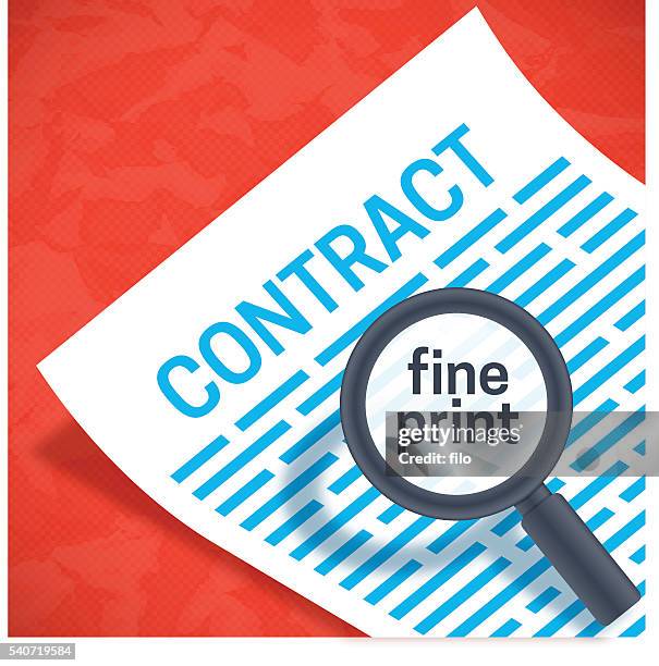 contact fine print - magnifying glass fine print stock illustrations
