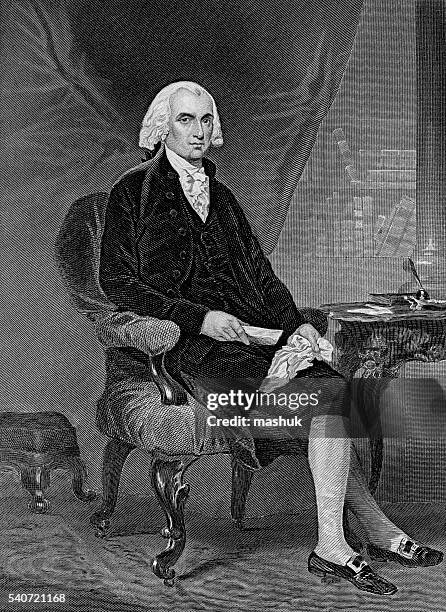 james madison 4th us president - james madison us president stock illustrations