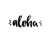 Hand lettering vector illustration. Aloha.