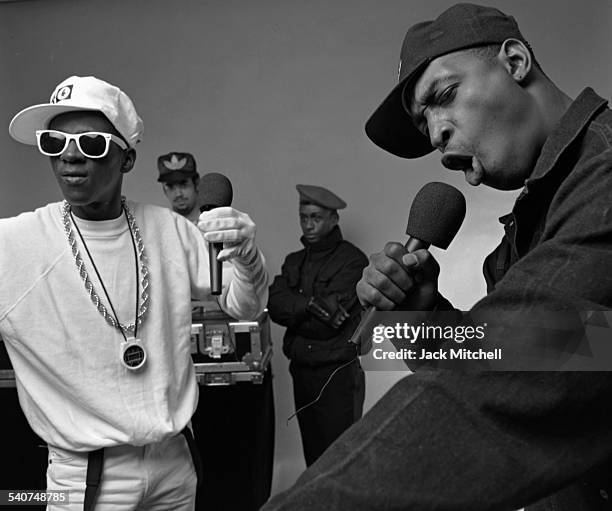 Chuck D, Flavor Flav and Terminator X, members of the hip hop group Public Enemy, photographed on May 1, 1987.