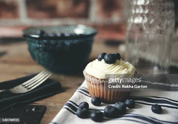 blueberry cupcake - rekha garton stock-fotos und bilder