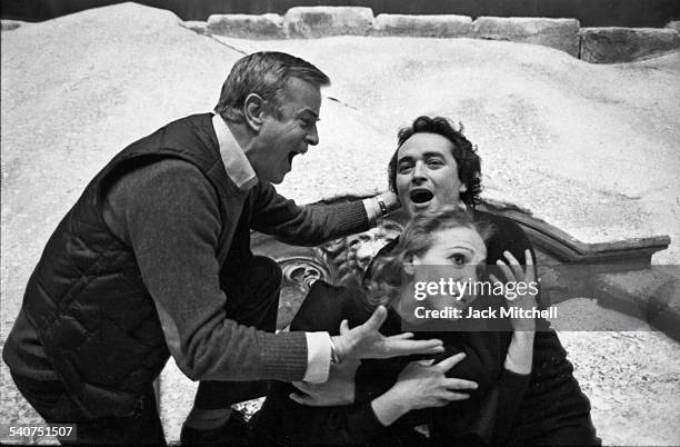 Franco Zeffirelli directing Teresa Stratas and José Carreras in a rehearsal of "La Boheme" at the Metropolitan Opera in December 1981.