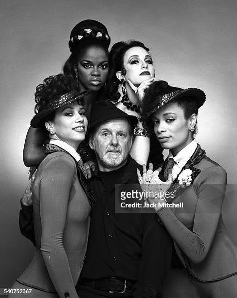 Choreographer Bob Fosse and his dancers from the Broadway musical "Sweet Charity" photographed in May 1986.