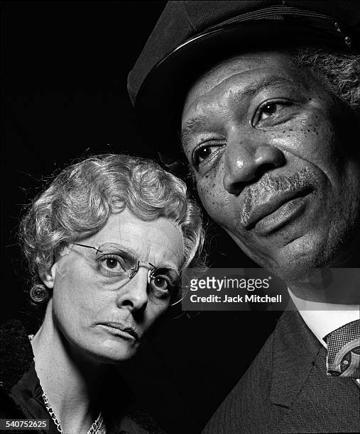 Morgan Freeman and Dana Ivey in costume for the hit play "Driving Miss Daisy" in June 1987.