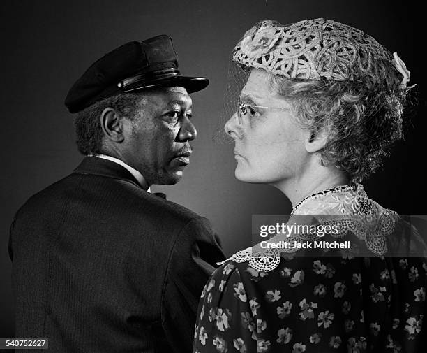 Morgan Freeman and Dana Ivey in costume for the hit play "Driving Miss Daisy" in June 1987.